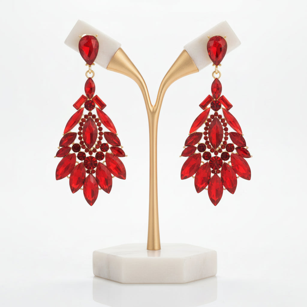 Beautiful long crystal drop earrings, elegant statement jewelry for women. Sparkles with every movement.