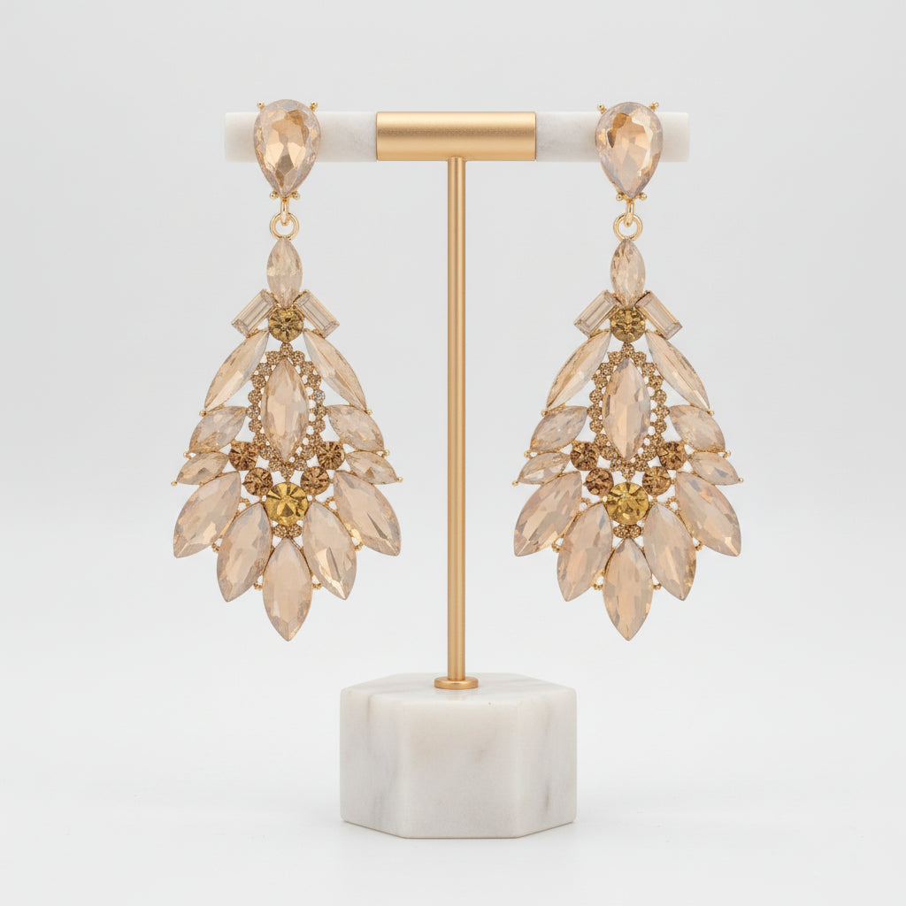 Stunning crystal drop earrings, an elegant gift for her. Women's sparkling rhinestone fashion jewelry accessory.