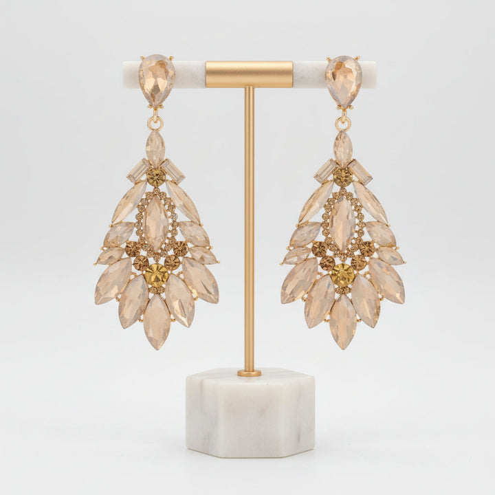 Stunning crystal drop earrings, an elegant gift for her. Women's sparkling rhinestone fashion jewelry accessory.