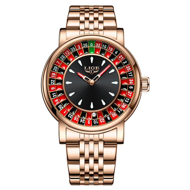 Men's bold fashion watch featuring a distinctive roulette dial. A unique accessory for making a powerful statement.