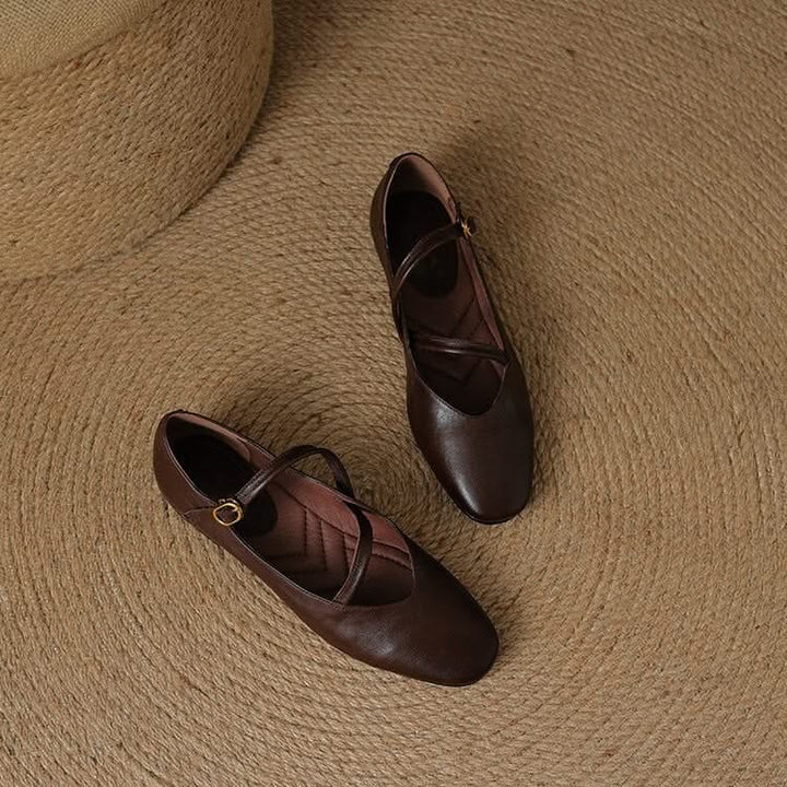 Stylish mocha women's flats, Aria Everyday Comfort, featuring an easy slip-on design.