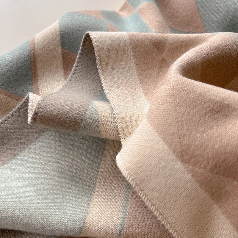 Fashionable women's cashmere blend winter wrap shawl, a warm and elegant one-size accessory.