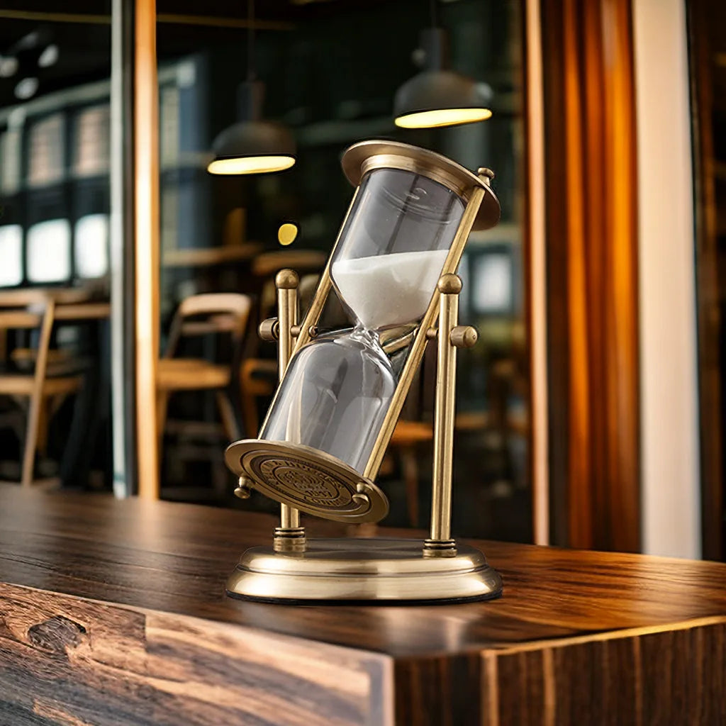 Decorative hourglass sand timer, ideal elegant gift for meditation, desk, or enhancing focus.