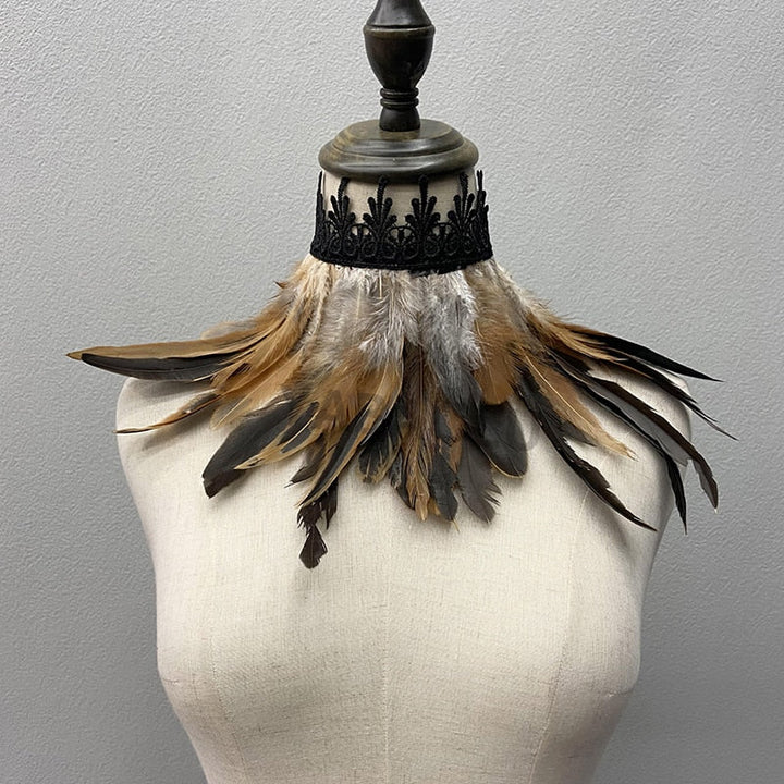 Fashionable faux feather choker, a versatile unisex accessory for festivals, parties & cosplay.