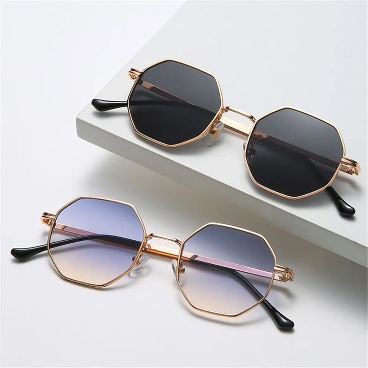Unisex Tetragon Shades with UV protection, black polished frame for stylish eyewear.