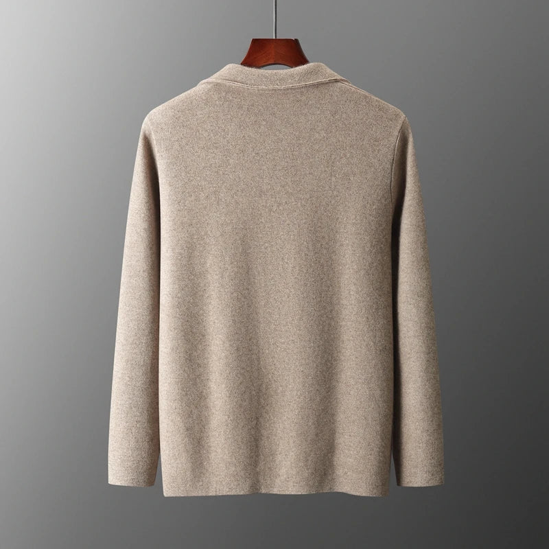 Stylish men's Milano long-sleeve cardigan, ideal for a modern menswear look and versatile comfort.