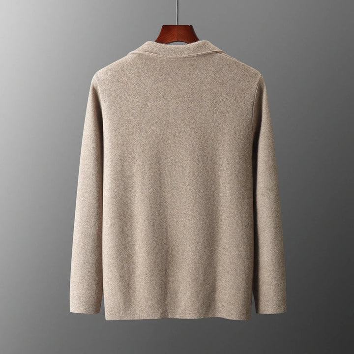 Stylish men's Milano long-sleeve cardigan, ideal for a modern menswear look and versatile comfort.