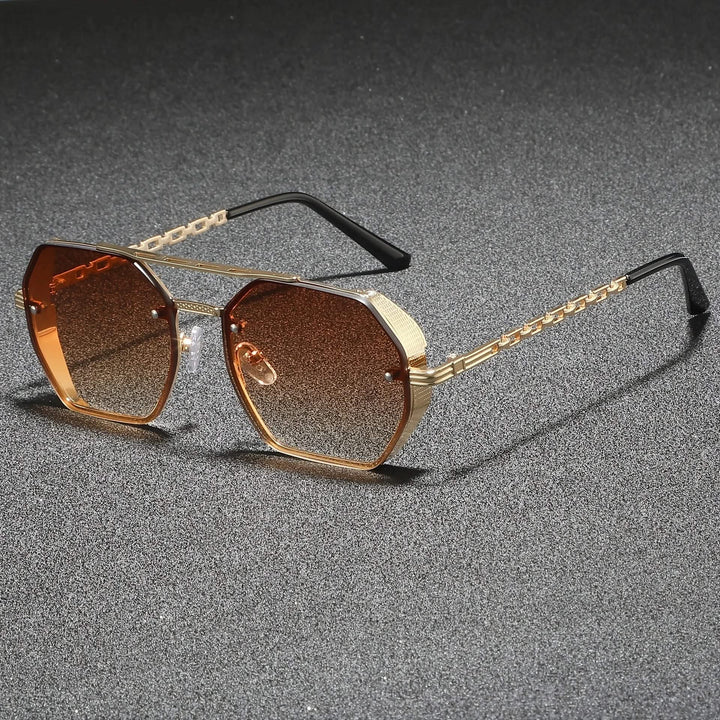 Sleek unisex geometric eyewear, featuring a durable metal frame & essential UV protection.