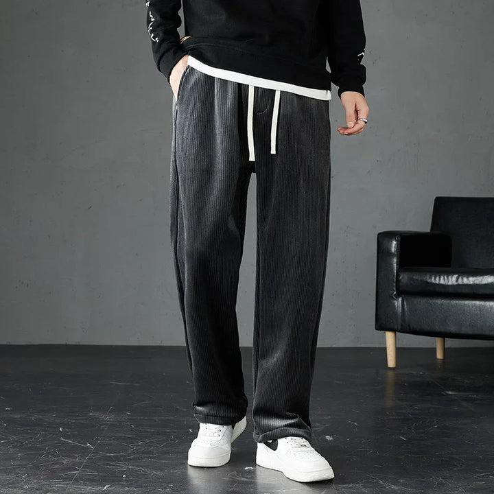 Comfortable men's straight leg corduroy joggers, great for everyday casual wear and loungewear.
