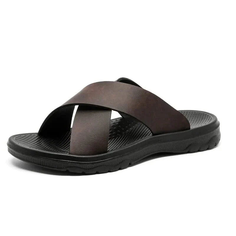 Stylish men's classic strappy comfort sandals. Easy slip-on design for ultimate summer casual comfort.