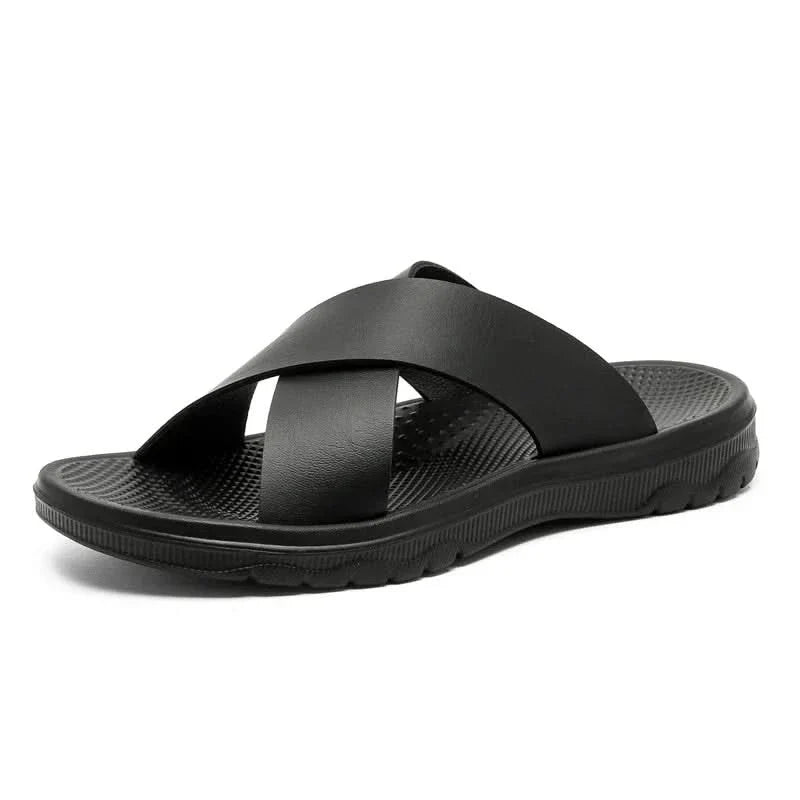 Classic style men's strappy comfort sandals. Supportive and durable slip-on footwear for summer.