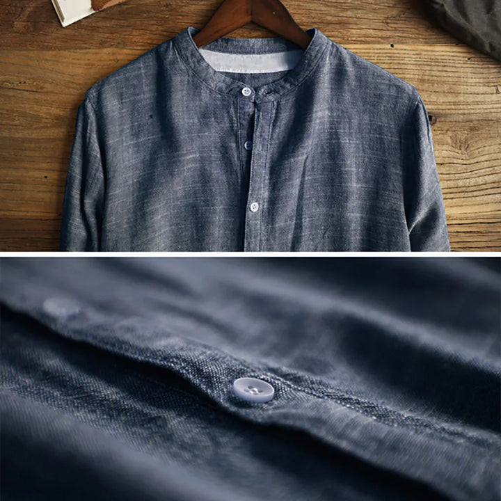 Fashionable men's Japanese style long-sleeve pullover. Elegant, comfortable menswear for a stylish and versatile look.