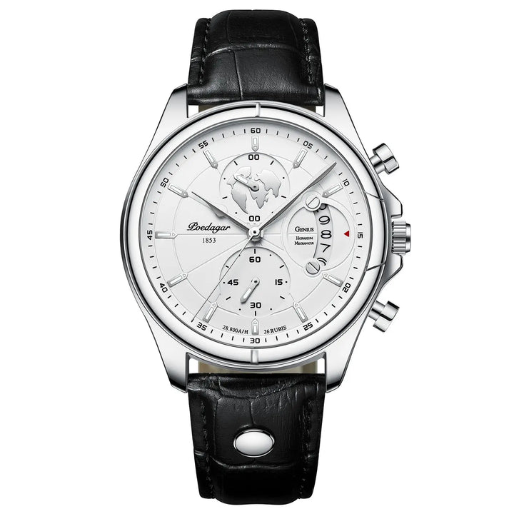 Premium men's elegant watch, classic stainless steel build, available in silver or rose gold finishes.
