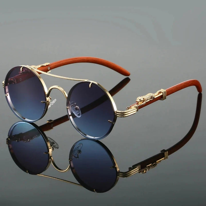 Unisex wood frame sunglasses featuring gradient lenses and essential UV400 eye protection for sunny days.