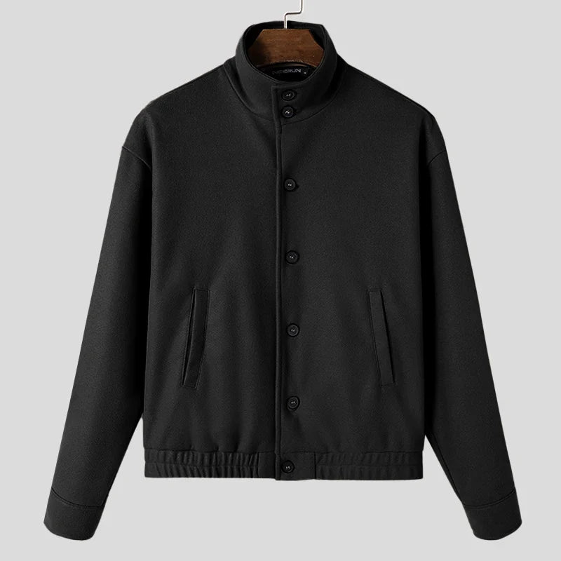 Relaxed fit men's everyday jacket in a dark shade, offering streamlined sharp style for versatile outerwear.
