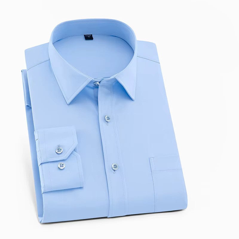 Modern man in a long-sleeve button-down smart casual shirt, ideal for versatile daily activities and fashion.