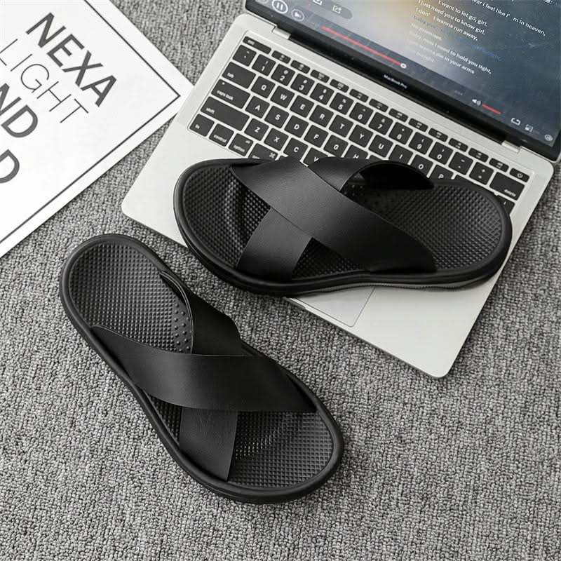 Brown classic strappy men's sandals, ideal for casual summer everyday comfort and support.