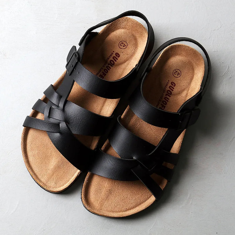 Women's adjustable open-toe walking sandals, offering comfortable foot support for summer casual and beachwear.