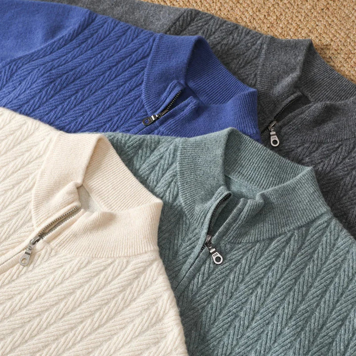 Casual yet elegant men's long sleeve crewneck sweater, made with ultra-soft material.