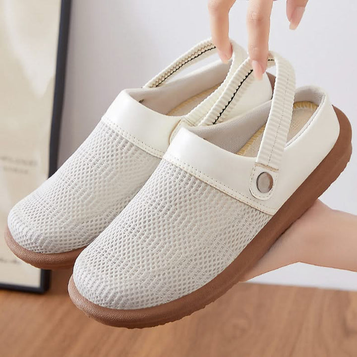 Easy slip-on Cloudra clogs for women. Breathable summer shoes, ideal comfortable walking footwear.