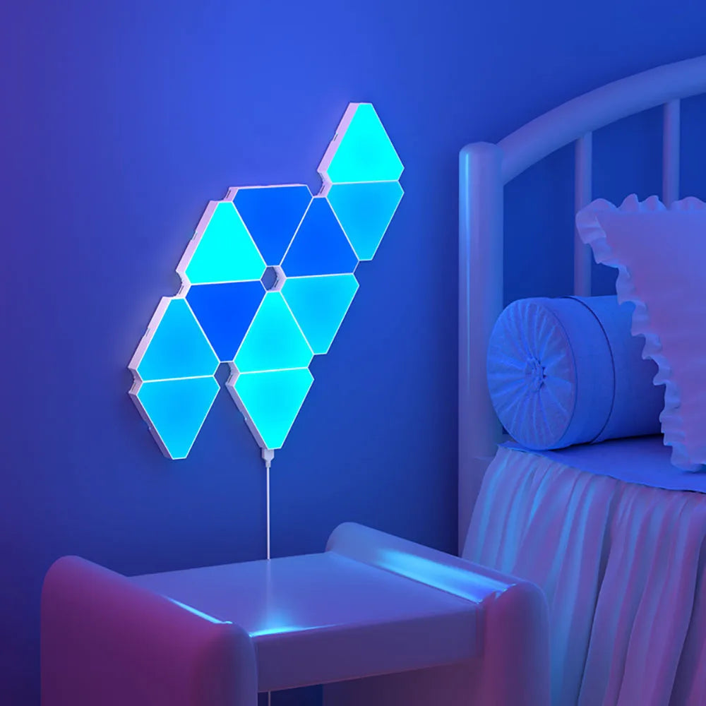 Modern RGB LED wall panels, dynamic smart lighting for home and gaming.