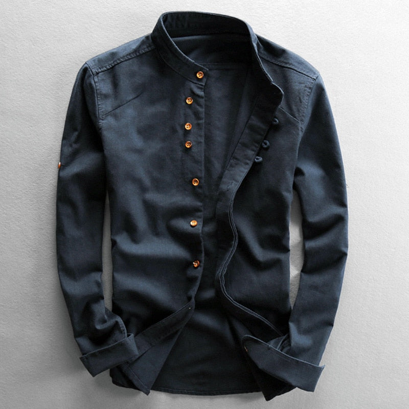 Elegant men's cultural wear shirt in Japan style, for a refined, contemporary wardrobe.
