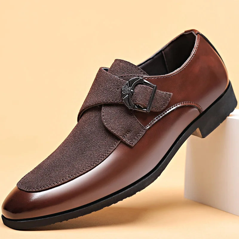 Men's Monarch classic slip-on leather loafers with elegant buckle detail. Perfect for formal wear or office.