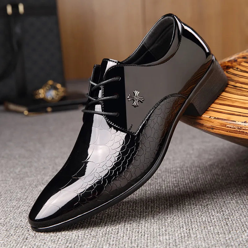 Sleek men's brown leather slip-on dress shoes for a polished look. Ideal formal footwear for business, smart casual & elegant events.
