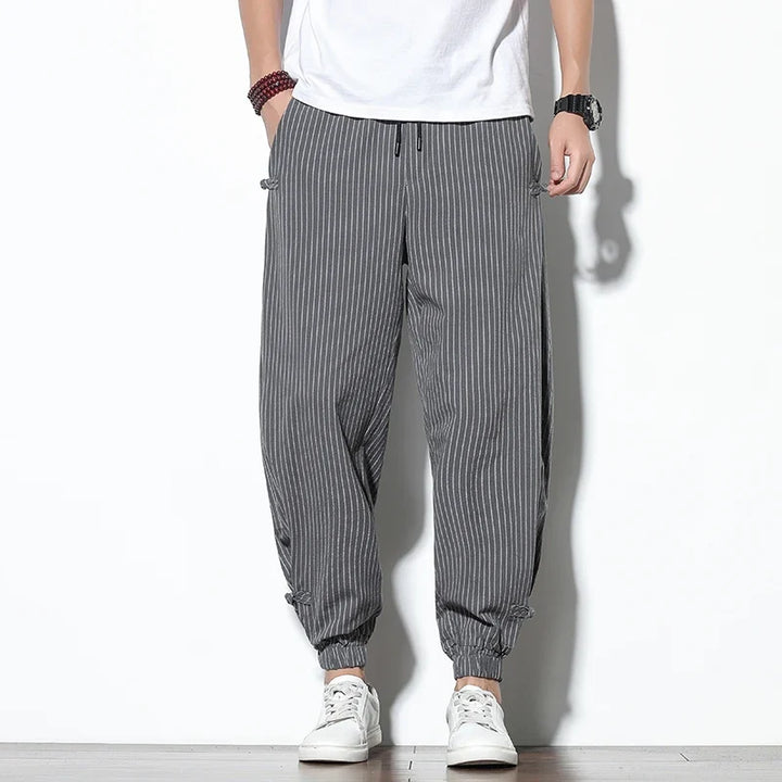 Men's Kaizen Striped Joggers. Comfortable relaxed fit activewear with drawstring, ideal for casual wear.