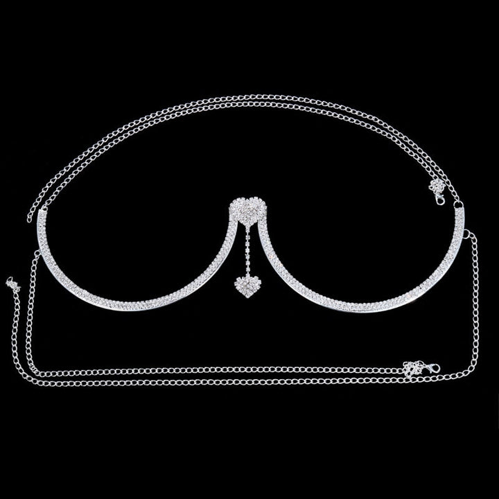 Glamorous women's rhinestone body chain, a sparkling statement jewelry piece perfect for parties & events.