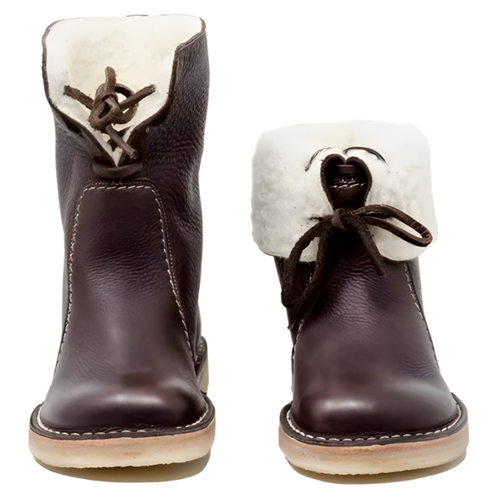 Stylish women's vintage-inspired lace-up winter ankle boots; waterproof & warm for cold weather adventures.
