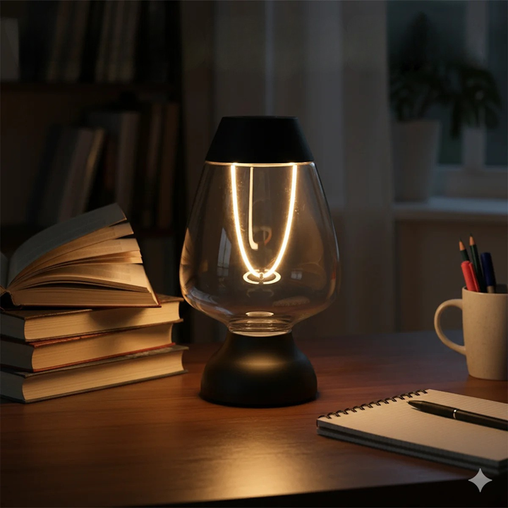 Elegant cordless LED table lamp with dimmable warm white light, perfect for modern home decor.
