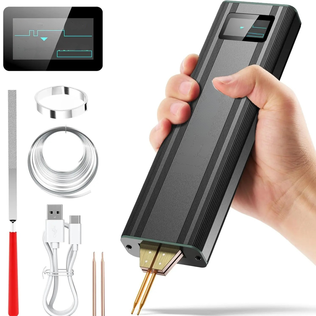 Portable electric spot welder with 5.0Ah battery, ideal for DIY and workshop welding equipment.