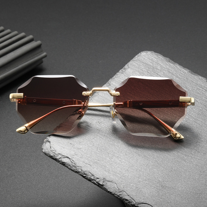 Stylish octagonal rimless shades. Fashion accessories featuring a modern metal frame, perfect for any look.