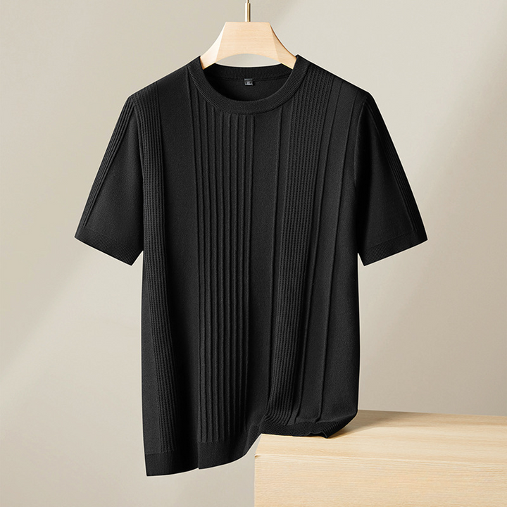Versatile men's lightweight knit tee, textured style, a comfortable and essential casual top for any man.