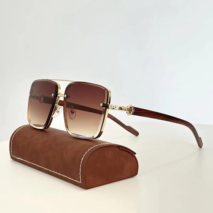 UV400 protected unisex gold-framed sunglasses for men & women. Stylish eye protection accessory.