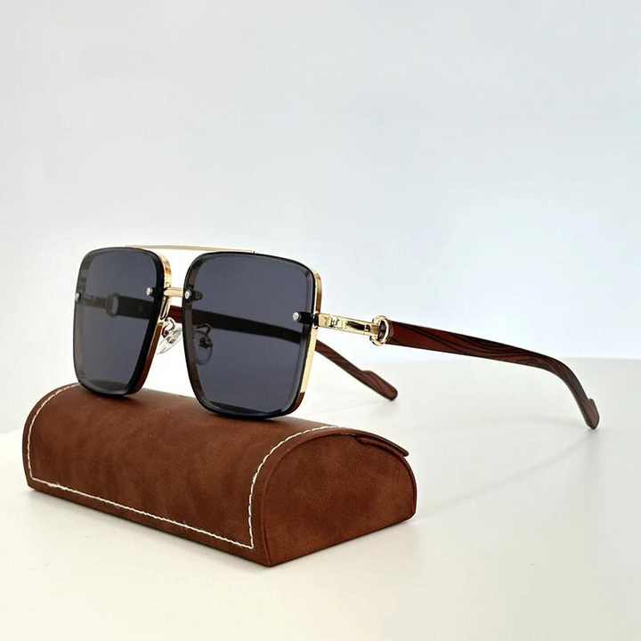 Modern gold metal frame sunglasses. Unisex style with UV400 protection for your eyes.