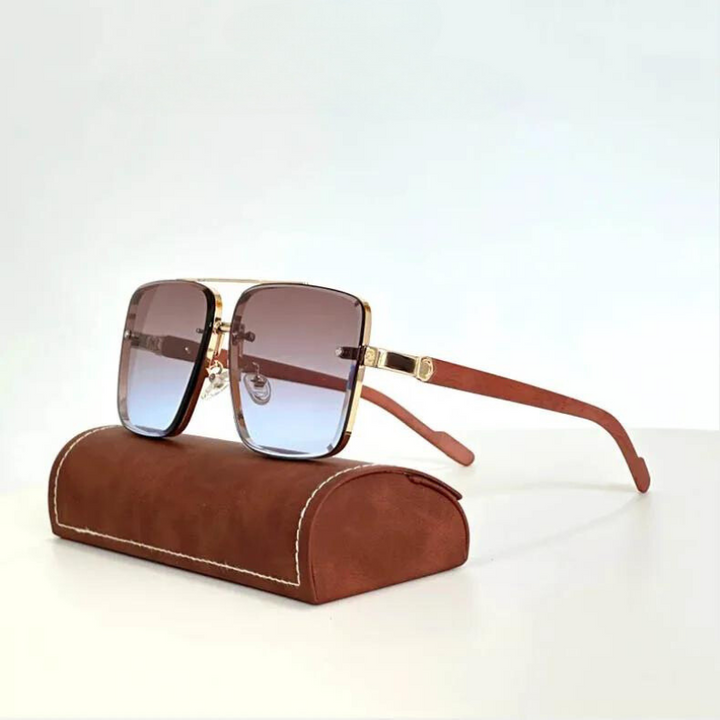 Premium unisex eyewear: Gold-framed sunglasses with UV400 lenses for effective sun protection.