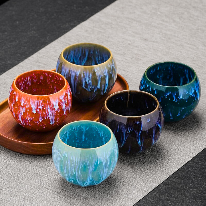 Aesthetic Dragon Egg teacup set, a unique porcelain gift for tea lovers, enhancing home decor with Asian culture.
