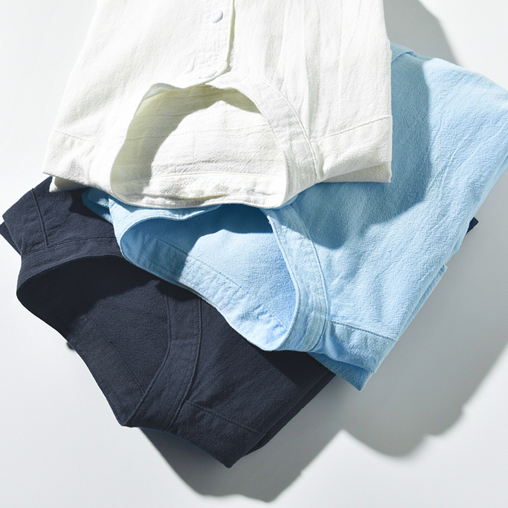 New arrivals: Men's breathable long sleeve button-up shirt, relaxed fit, essential for summer comfort.