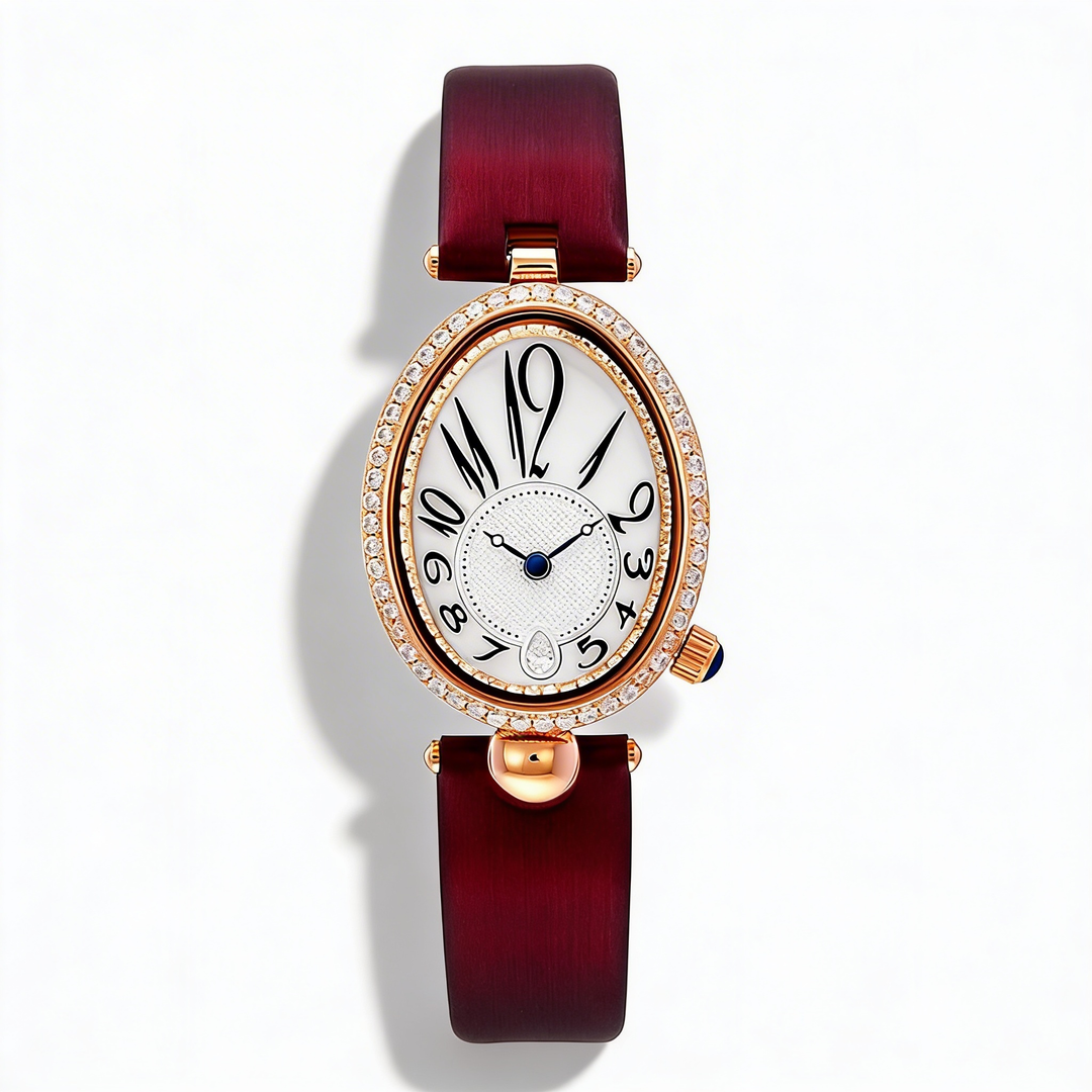Chic women's oval dial watch. Luxury look with a comfortable leather strap; a versatile and water-resistant accessory.