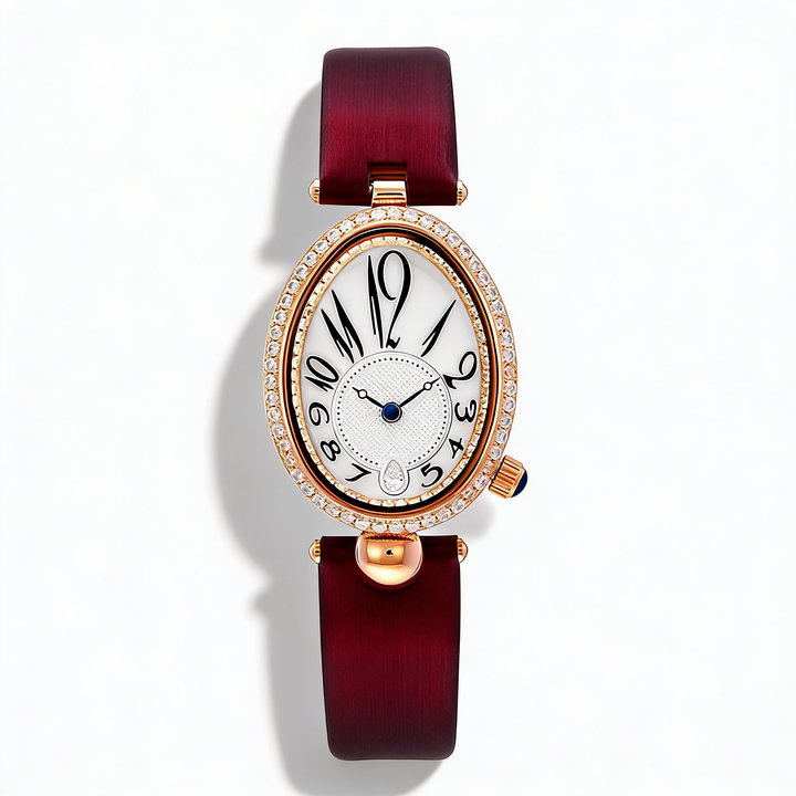 Chic women's oval dial watch. Luxury look with a comfortable leather strap; a versatile and water-resistant accessory.