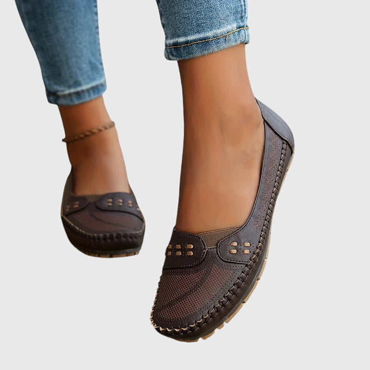 Women's orthopedic slip-on shoes, navy, featuring arch support & lightweight comfort.