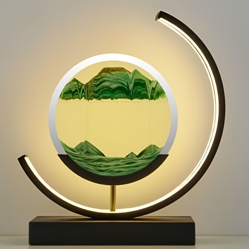 Beautiful LED hourglass lamp featuring dynamic flowing sand art, a stunning visual for decor.