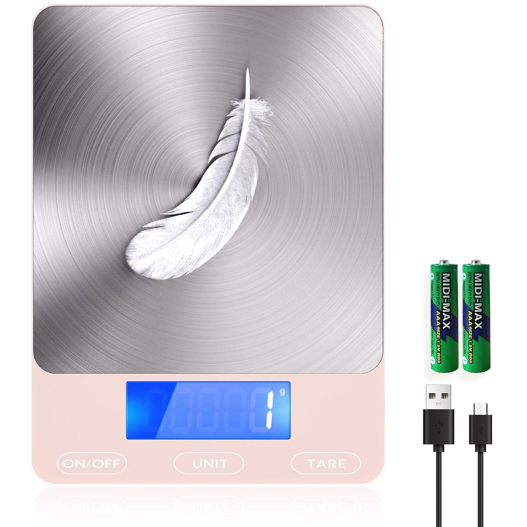 Durable stainless steel digital cooking scale, designed for ultimate precision in your home kitchen.