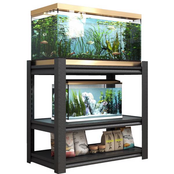 Versatile black pet supplies: adjustable 3-tier aquarium stand, perfect for 40-50 gallon fish tanks