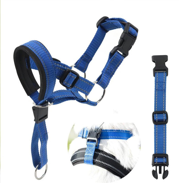 Breathable mesh dog muzzle for secure training and safety with reflective strap detail
