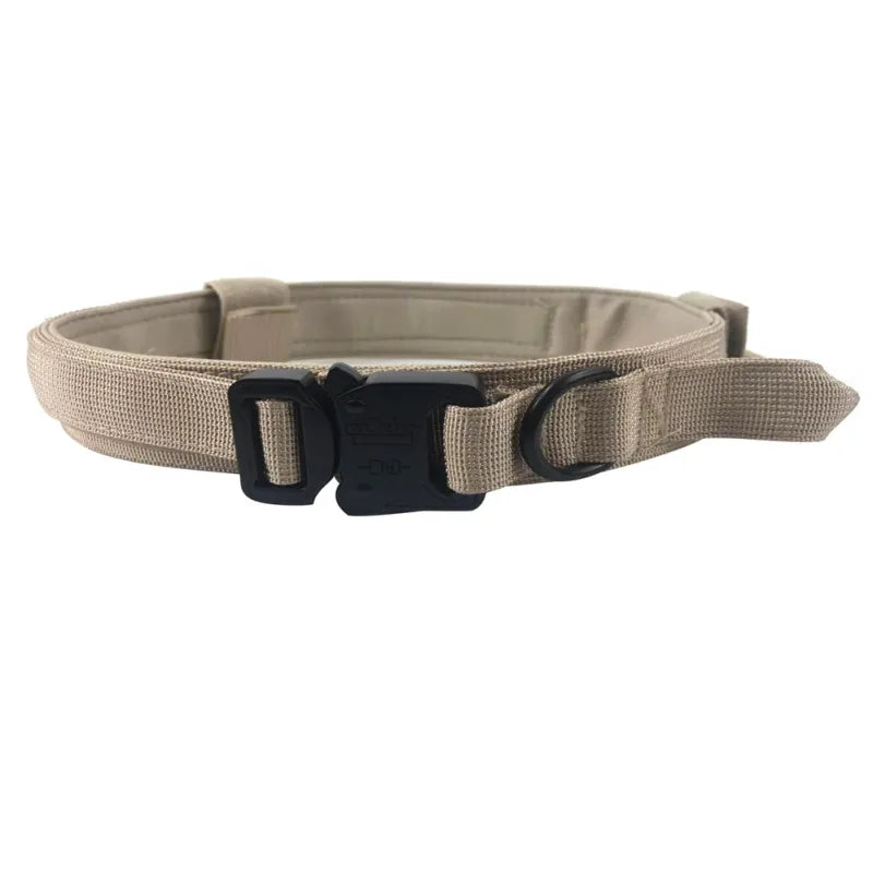 Black nylon dog collar and leash set laid flat, highlighting adjustable features and strong construction