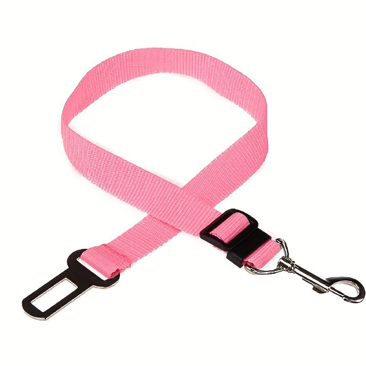 Breakaway pet seat belt harness, black nylon, perfect for dog and cat car safety and travel.