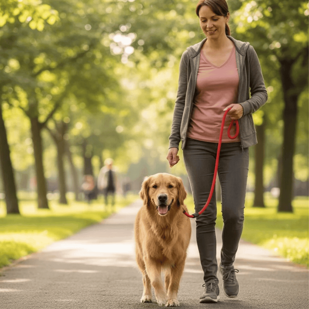 Durable red nylon slip dog leash, ideal for consistent pet training and comfortable, secure dog walks.